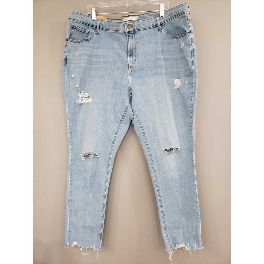 NEW Levi's Women's‎ 721 High-Rise Skinny Jeans Pants Plus Size 22W Raw Hem Light